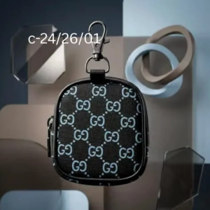 Black PU Leather with Zipper and Carabiner Clip